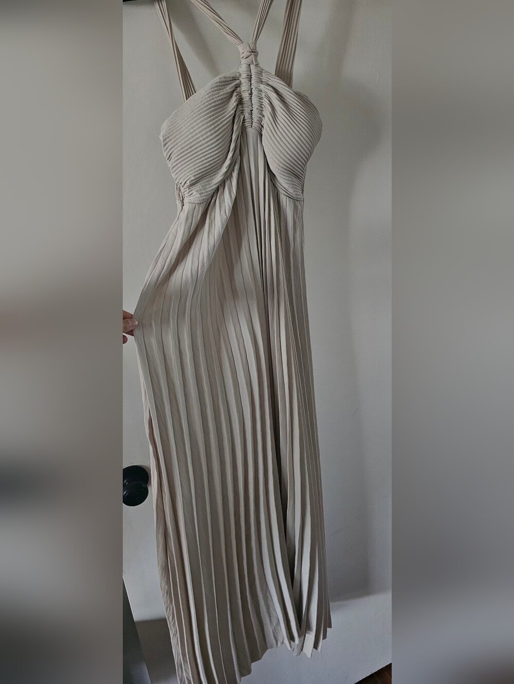 Women's Pleated Halter Neck Maxi Dress